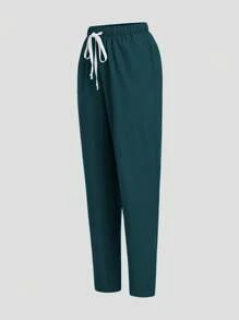 TaskEZ Bộ đồng phục: Áo cánh ngắn tay cổ chữ V may đo và quần ống đứng ống đứng có dây rút, Bộ đồ phẫu thuật - màu xanh lá - Xem 4