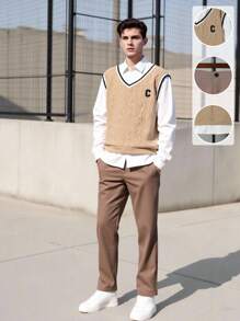 SHEIN 2 件套青少年男孩绅士装，包括正装衬衫和裤子、休闲正装西装、修身长袖衬衫 + 裤子，优雅的学院风，适合婚礼、婚礼嘉宾、花童、戒童、返校 - 彩色 - 查看 8