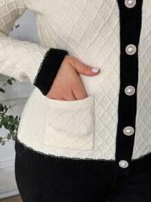 SHEIN Clasi 大码女式拼色针织开衫