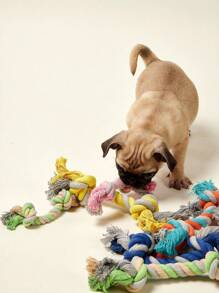 PETSIN Juguete para perro de cuerda de algodón con nudo y hueso, compañero que alivia el estrés, juego interactivo para perros