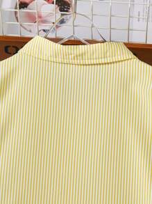 Teen Girls' Casual Striped Long Sleeve Long Shirt Yellow Striped Shirt Girls Girls Yellow Striped Shirt Striped Shirt Kids