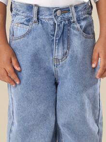 Quần jeans ống rộng dáng suông cổ điển SUMWON, kiểu dáng thoải mái, cạp cao, chất liệu denim, thời trang đường phố, trang phục thường ngày, xu hướng thời trang, size dành cho thanh thiếu niên, mùa thu đông, kỳ nghỉ. - Màu xanh lam - Xem 6