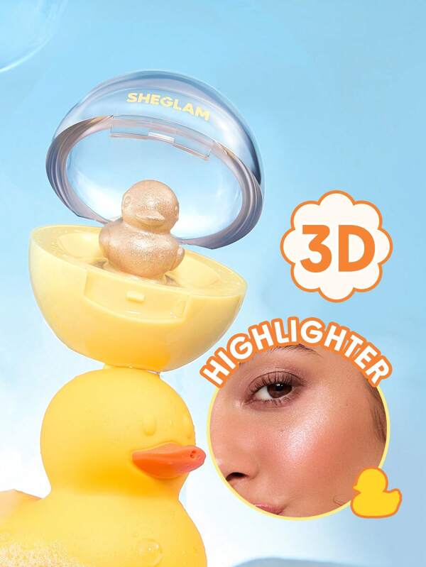 SHEGLAM Lucky Duck 3D Highlighter Graduation Birthday Holiday Summer Fall Autumn Y2K Fancy Fashion Women Makeup Cosmetic Party Beach Travel Camping Outdoors School Campus Trip Festivals Decor Gift Present Rose Girl Cosplay Best Color Charm Vibe