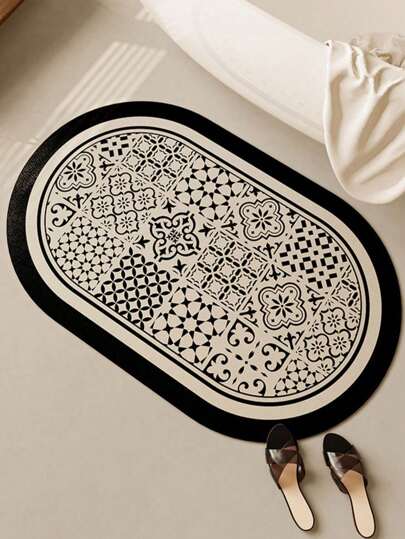 SHEIN 1件浴室硅藻泥地垫吸水垫厕所门速干防滑垫脚垫卫生间厨房地毯柔软地毯