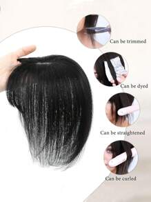 女士真发发片，刘海夹，360° 3D 覆盖真人发片，带刘海，黑色 3D 细刘海 - SNatural - 查看 2