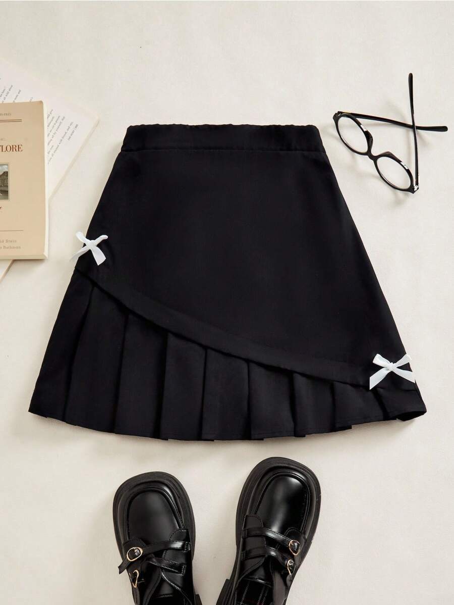 SHEIN Explorewe 1pc Girls Side Ruffle Butterfly Pleated Skirt, Versatile Daily & Outdoor Wearing, Spring/Autumn Fall Winter