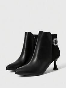 Sleekvia Bottes cheville noires de base pour femmes pour le trajet domicile-travail