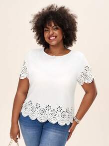 Comfylo Top cortado láser ribete en abanico unicolor - Blanco - Ver 3