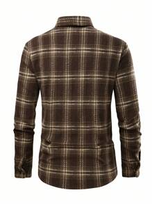 Manfinity Nomadique 男士休闲格子外套，春秋季法兰绒格子夹克男士乡村风纽扣领西部夹克 - 彩色 - 查看 2