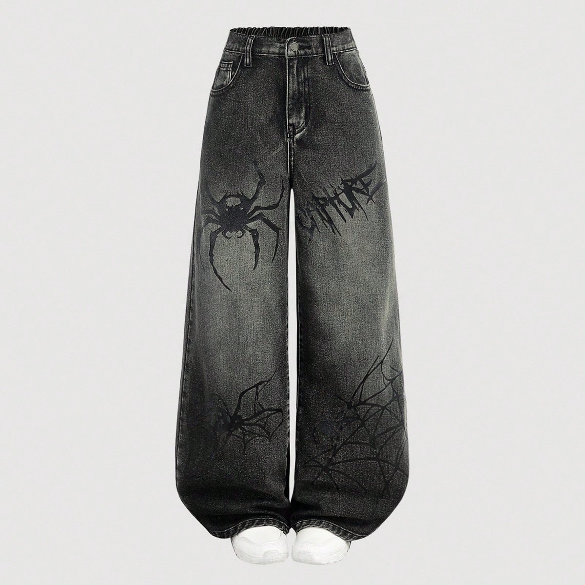 Jeans sueltos y cómodos con diseño de telaraña, estilo casual y vintage Y2K para niña preadolescente. Adecuados para el regreso a la escuela, la u