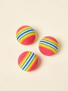 PETSIN 3PCS彩虹EVA泡沫球玩具，微弹性静音，猫咪追逐玩耍 - 彩色 - 查看 1