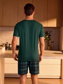 Manfinity Underwear&Sleepwear Basics Conjunto de pijama con estampado de cuadros para hombre