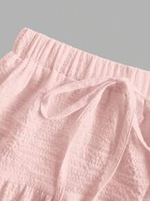SHEIN EZwear 粉色女士休闲度假多层蛋糕裙，适合夏季 - 粉色 - 查看 3