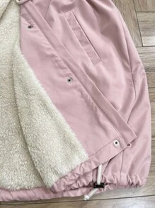 SHEIN Maternity Solid Color Zip-Up Hooded 3-In-1 Nursing Casual Coat,Fall,Winter - Pink - View 7