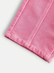 Tween Girl 3-Piece Washed Denim Bike Shorts Set, 3 Colors, Comfortable Stretchy Knitted Denim Cotton Fabric, Elastic Waistband, Front Ripped Design Details, Denim Casual Street Style, School, Outdoor, Sports Essential Versatile Denim Piece - Multicolor - View 8