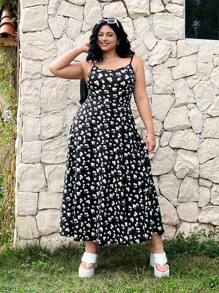 大码两件套：碎花腰部修身喇叭裙 + 透视夹克，春夏 - 黑與白 - 查看 3