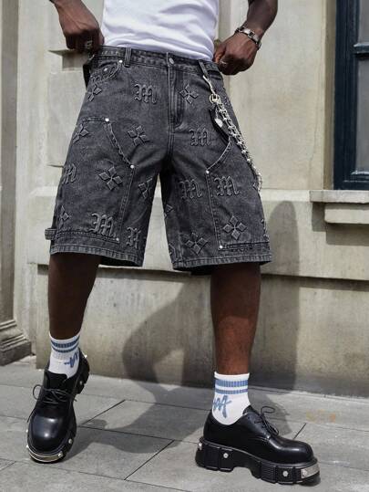 Street Life Pantalones cortos vaqueros cargo 3D gráficos para hombres