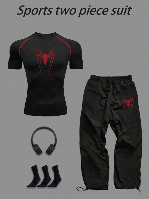 Manfinity Sport Polished Herren Sport Set: Kurzarm T-Shirt und Shorts, geeignet als sommerliche Sportbekleidung für Läufe, Workouts, Gym-Outfit, atmungsaktiv