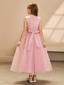 Girls Long Chiffon Dress, Christmas, Wedding, Birthday Party, Formal Gown For Teens - Pink - View 2