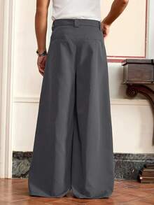 SWAVVY Pantalones rectos casuales sueltos de hombre tejidos de unicolor, otoño - Gris - Ver 7