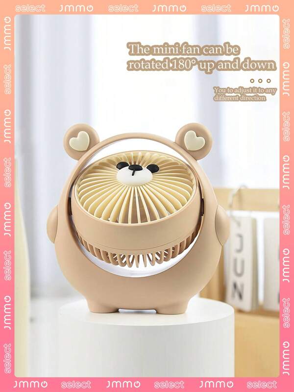 JMMO Desktop Personal Fan, 500mAh, 3-Speed Adjustable, Small Nightstand Bedside Fan For Bedroom, Office, 180° Up And Down Rotatable, Summer USB Rechargeable Fan For Students, Home, Work, College Dorm