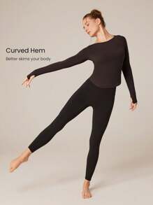 GLOWMODE Modal Knotted Back Long Sleeve Tee - Chocolate Brown - View 3