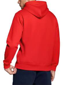 Champion Casual Men's Minimalist Design Pocket Drawstring Hoodie - Red - View 2