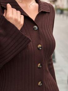 CLARA VERO Đầm Mini Tay Dài Thời Trang Có Cổ - màu nâu - Xem 8