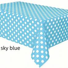 1 块桌布，圆点桌布一次性塑料防水野餐桌布，生日派对、感恩节、婚礼、烧烤、毕业典礼、野餐的桌布