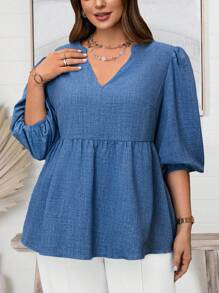 EMERY ROSE Plus Size Vacation Casual Shirt, Minimalist And Fashionable For Everyday Wear,Spring/Summer