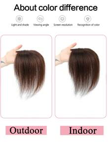 8*11 厘米摩卡棕色女士真人发片，升级版底座 360 3D 夹式发片，适用于带侧刘海的女士发片，夹在刘海上 - S4 - 查看 4