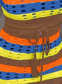 BamGleam 女式镂空露背迷你连衣裙度假休闲轻薄套头针织连衣裙 - 彩色 - 查看 5