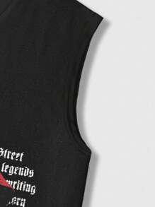 ROMWE MEN Street Life Men's Hip Hop Portrait & Pentagram Print Tank Top And Sports Shorts - Multicolor - View 5