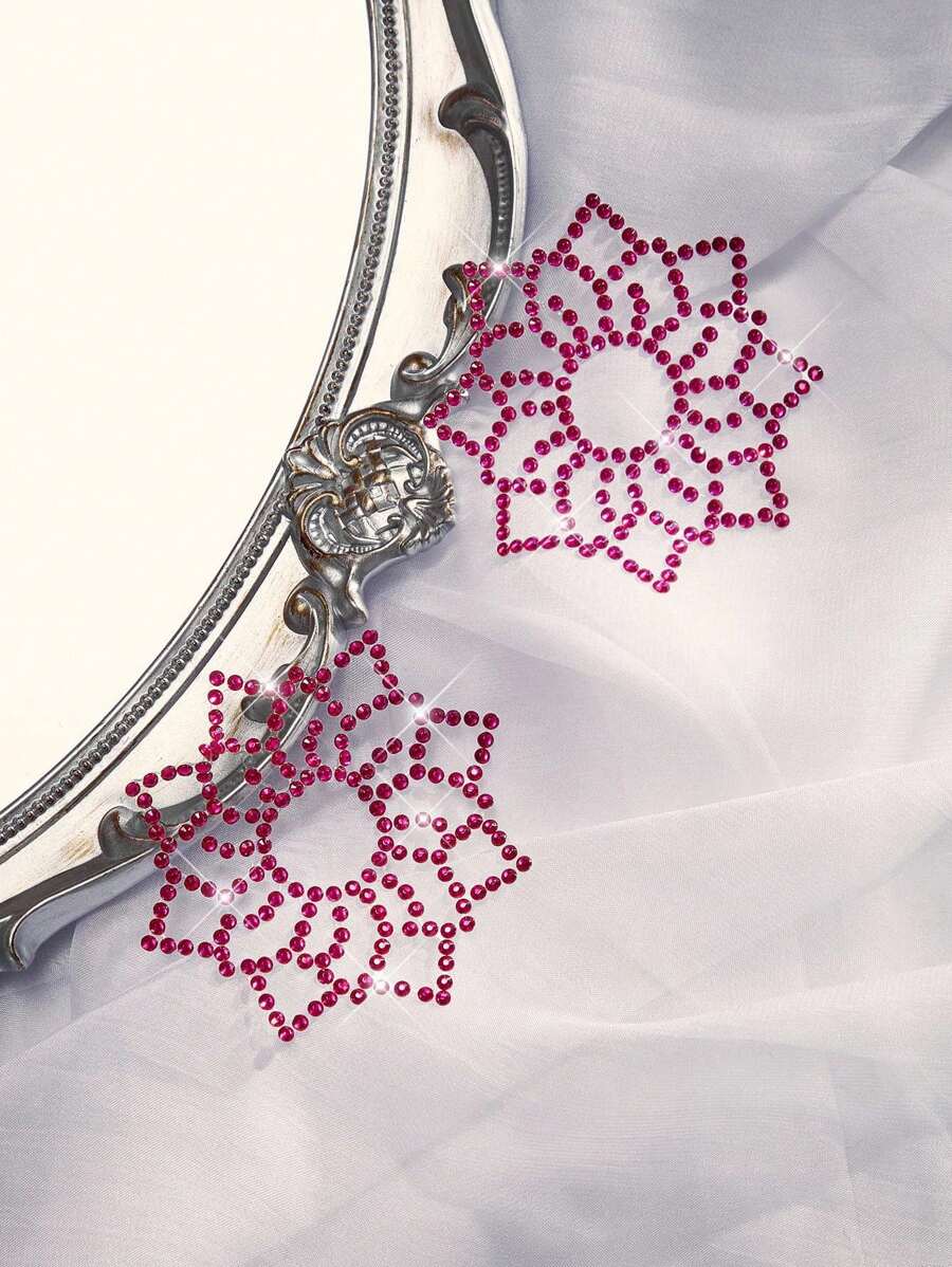 Miếng dán khiêu vũ gợi cảm đính đá lấp lánh màu hồng quyến rũ, quyến rũ, gợi cảm, dành cho phụ nữ, phụ kiện trang phục thân mật dành cho lễ hội âm nhạc và tiệc tùng Rave - Màu Hồng Tươi - Xem 1