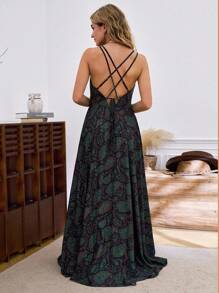 LanaWest Women's Bohemian Vacation Style Exotic Printed Long Maxi Dress - Multicolor - View 2