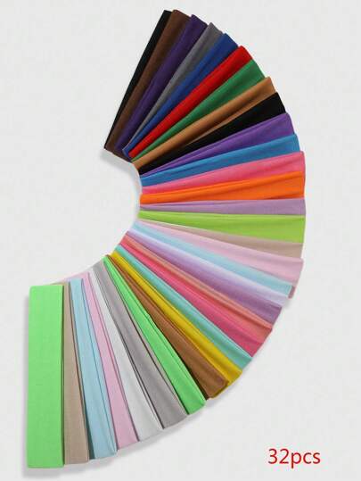 ROMWE 32 piezas de diademas casuales de colores para niñas, adecuadas para la vida diaria y deportes