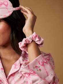 MISSGUIDED Bộ đồ ngủ tay dài mùa đông in họa tiết nơ hoa cài nút cổ lọ Bộ đồ ngủ mặc ở nhà thoải mái làm quà tặng ngày lễ tình nhân - Nhiều màu - Xem 6