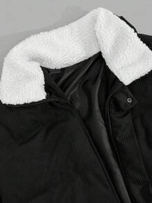 SHEIN Cottnline Men High Quality High Collar Velvet Fabric Regular Winter Coat - Black - View 5