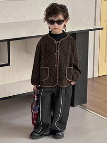 DAZY Toddler Boys' Loose Fit Casual Leopard Print Jacket, Autumn