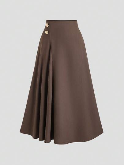 Sweetra Women's High-End Commute Elegant A-Line Skirt, Draping Design Slimming Umbrella Skirt, Spring/Autumn Fall Cloth For Women