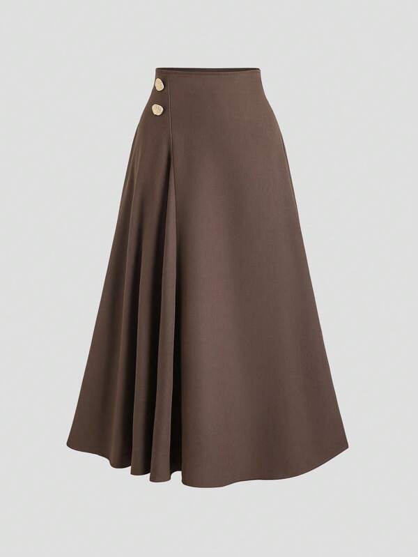 Sweetra Women's High-End Commute Elegant A-Line Skirt, Draping Design Slimming Umbrella Skirt, Spring/Autumn Fall Cloth For Women