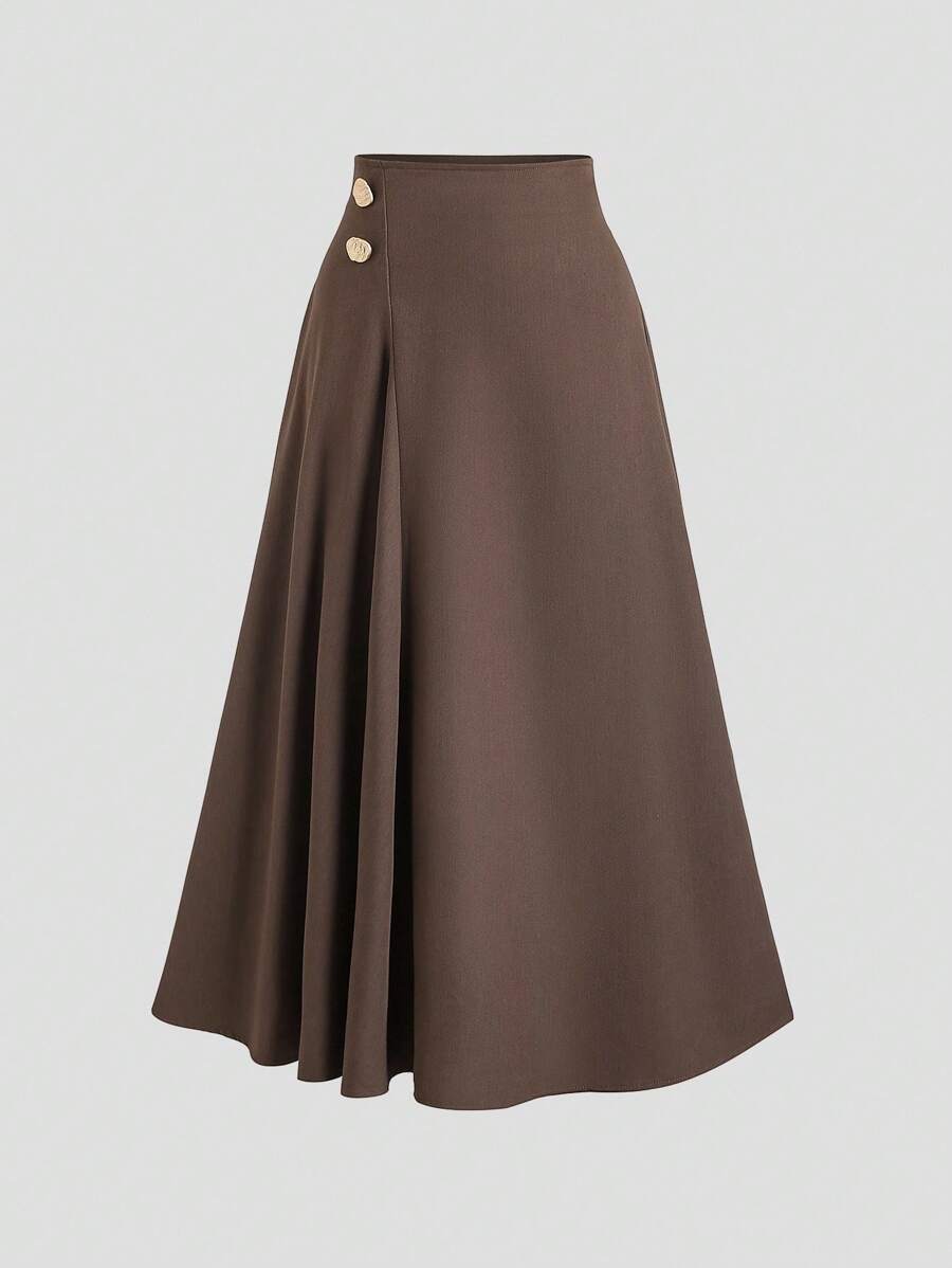 Sweetra Women's High-End Commute Elegant A-Line Skirt, Draping Design Slimming Umbrella Skirt, Spring/Autumn Fall Cloth For Women