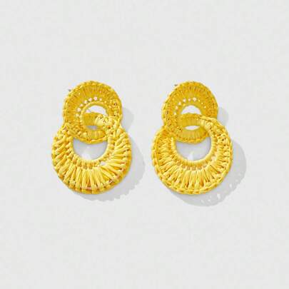 Maija 时尚手工拉菲草度假风格耳环