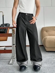 Manfinity VCAY Herren modische Loose Fit Jeans, Grunge - Schwarz - Übersicht 2