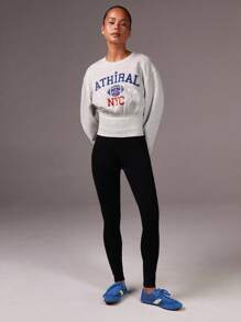 Athîral Áo nỉ in chữ thắt eo thường ngày cho nữ, Thu/Đông - Xám - Xem 4