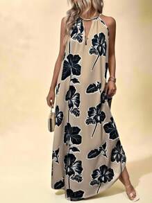 Breezaya Đầm Maxi Chữ A In Hình Toàn Thân Cổ Dài Có Khóa Kim Loại Cho Nữ - Nhiều màu - Xem 5
