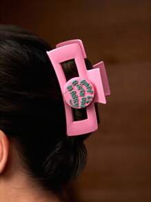 HARRY POTTER X SHEIN Fashionable Versatile Square Pink Big Hairgrip, Can Clip More Hair, Inspired By Birthday Cake - Pink - View 4