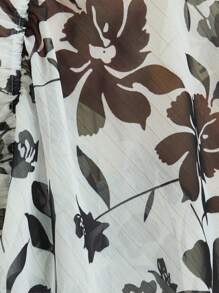 Aveloria Modichic Áo sơ mi tay dài phong cách Châu Âu thời trang đơn giản, rộng rãi, cổ chữ V, họa tiết hoa ngẫu nhiên - Nhiều màu - Xem 6