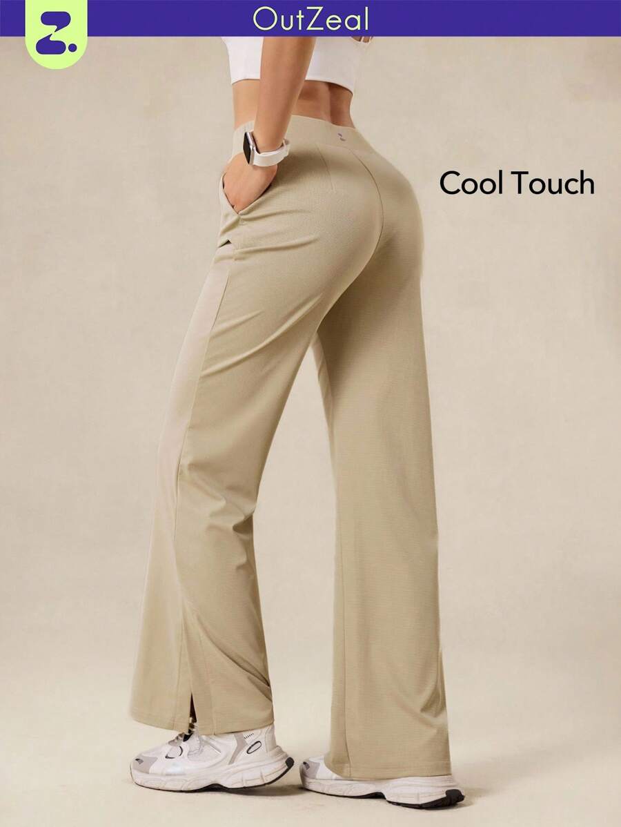 OutZeal Cool Touch Side Slits Straight Leg Sunproof Pants Side Pockets Daily Vacation Summer - Khaki - View 1