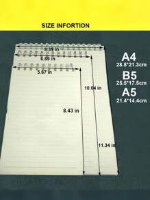 SHEIN Cuaderno espiral premium de 240 páginas gruesas en tamaños A4, B5 y A5 con tapa flip top, para oficina, escuela, negocios, escritura, estudios, trabajo y regalos. Compra por mayoreo de alta calidad y durable. - Blanco - Ver 3